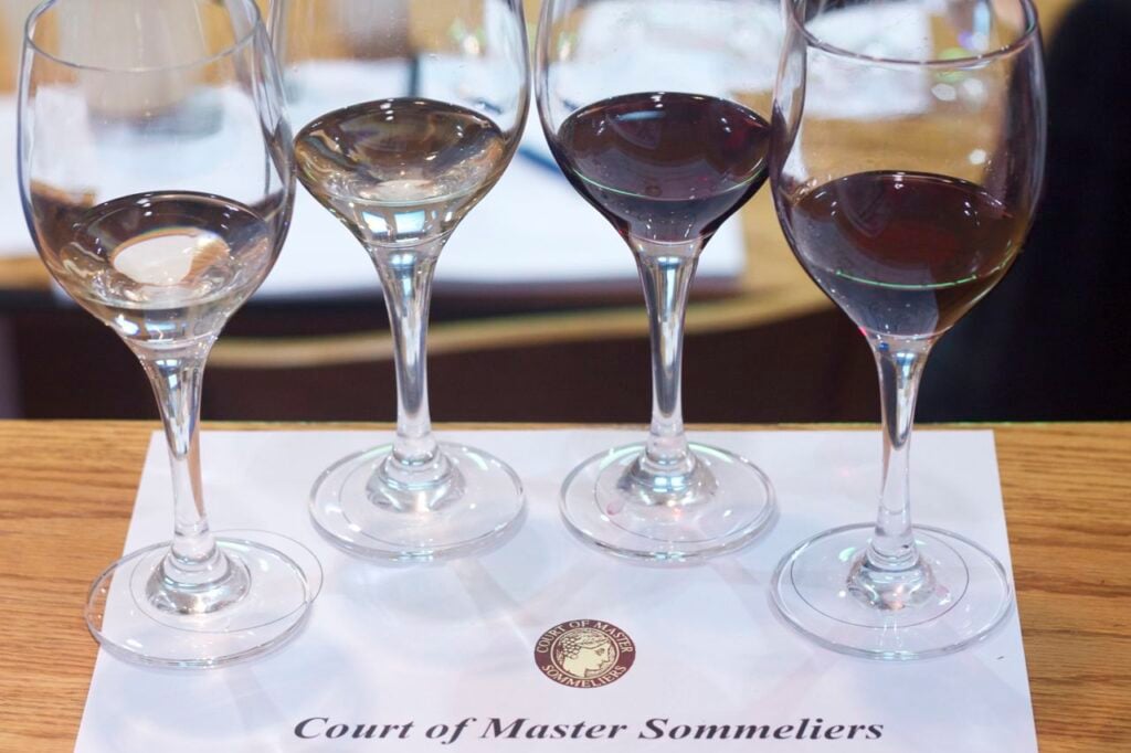 Wine tasting at Court of Master Sommelier introductory certification course.
