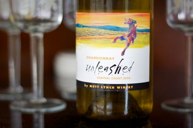 Bottle of Unleashed wine from Mutt Lynch winery.