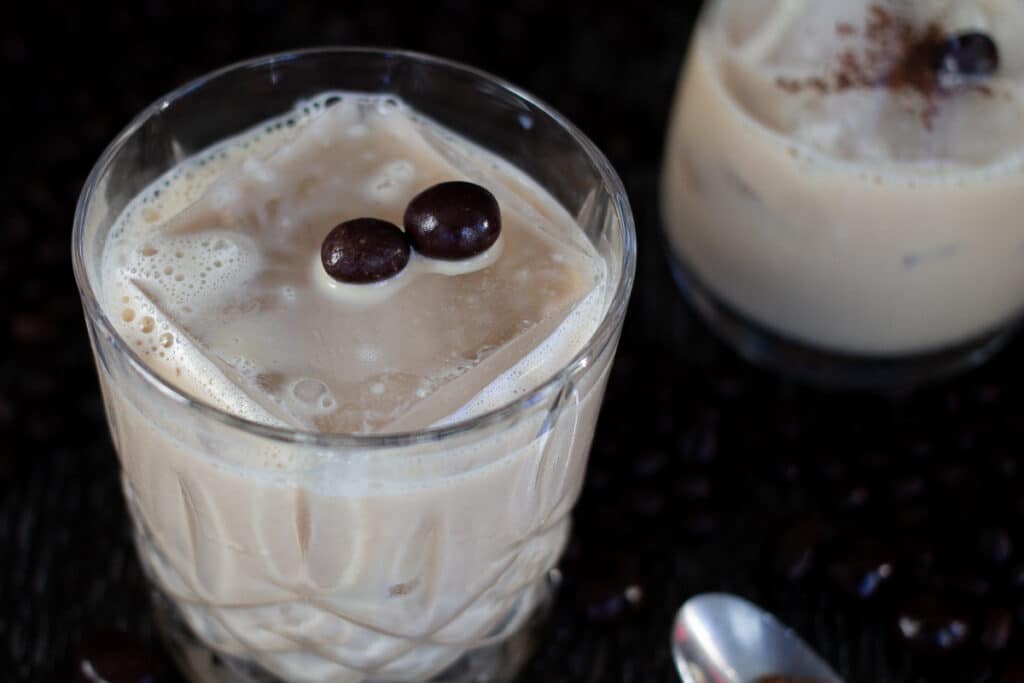 Looking at a mudslide drink from overhead.
