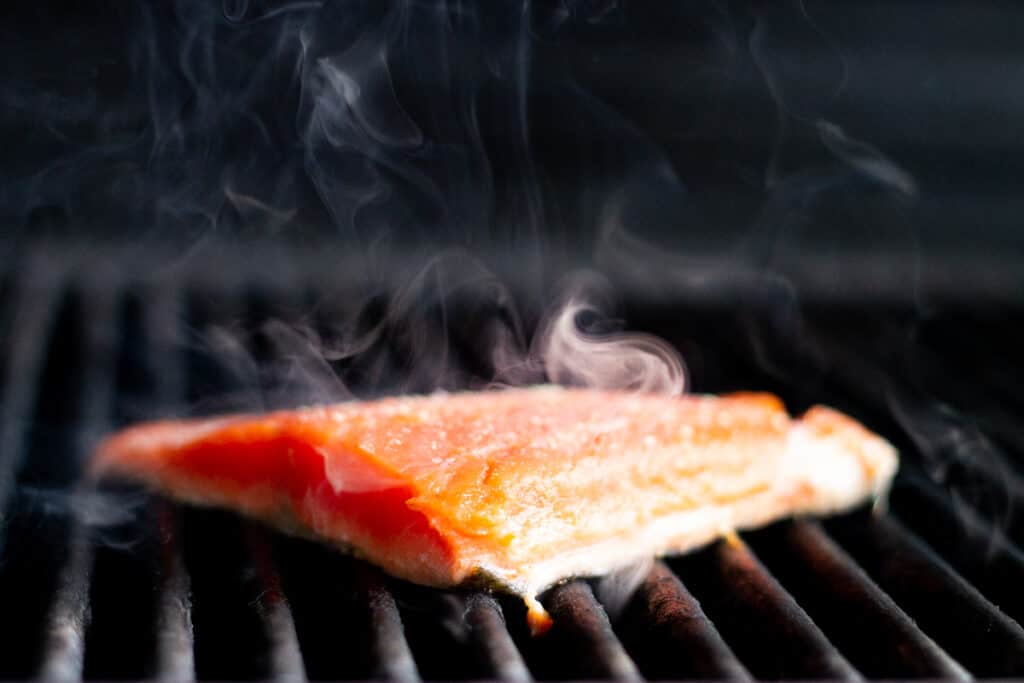 Sockeye salmon on grill